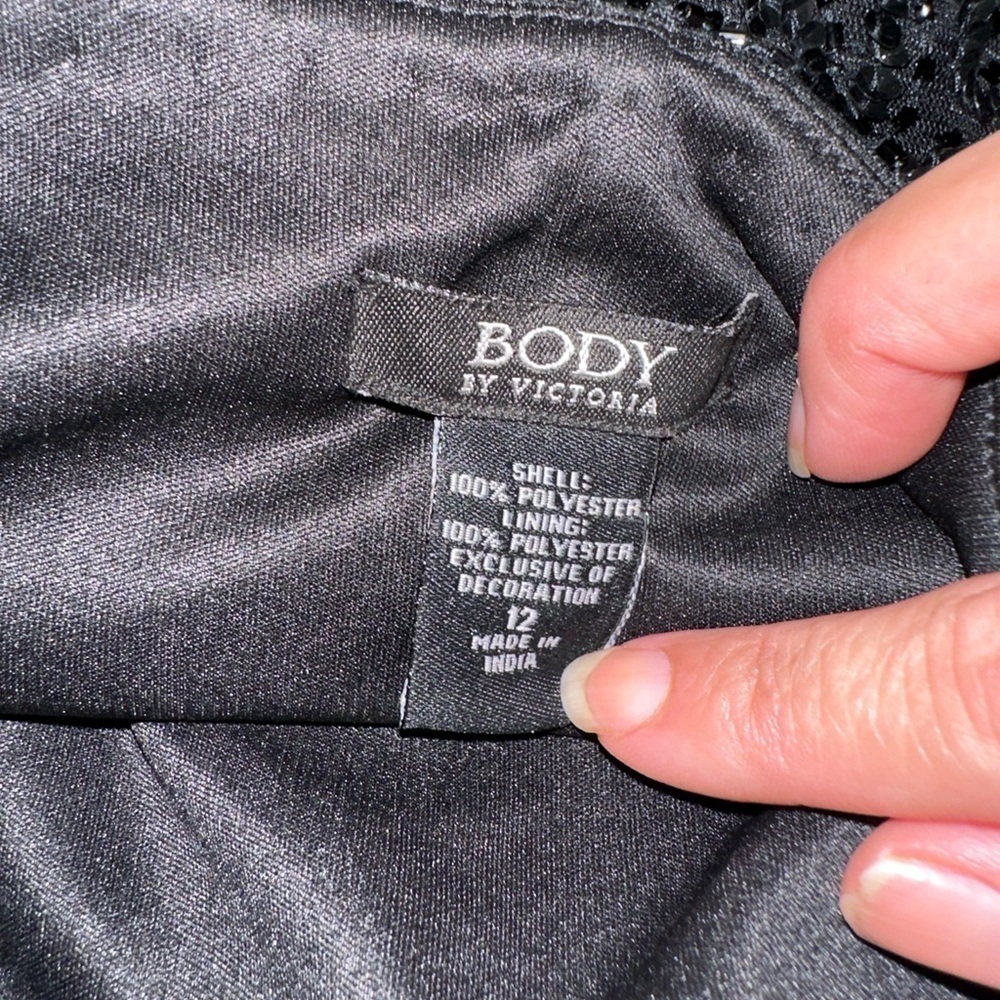 🎄Vintage Y2K Body by Victoria Secret MINI Sequin Dress strapless Black Size 12 - Picture 5 of 7